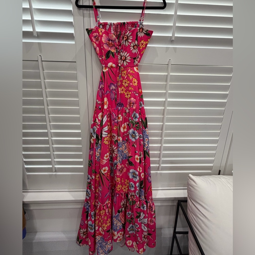 REVOLVE Hot Pink Floral Maxi Dress with Multicolor Blooms